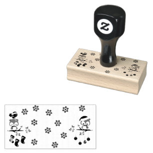 Cheerful Christmas Owls with Friendly Bird Gummistempel