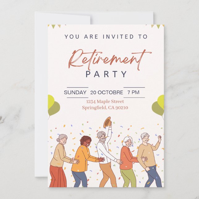 Cheerful & Colorful Retirement Party Invitation | Einladung (Vorderseite)