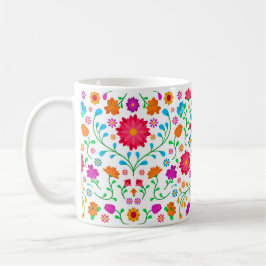 Cheerful colourful folk art pattern kaffeetasse