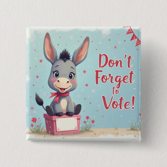 Cheerful Donkey Vote Reminder Button (Vorderseite)
