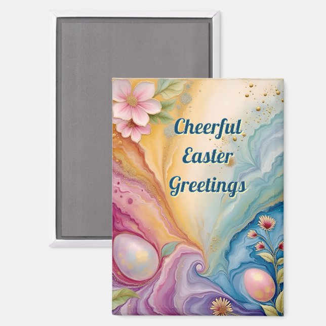~ CHEERFUL EASTER GREETINGS ~  Magnet (Vorderseite/Rückseite)