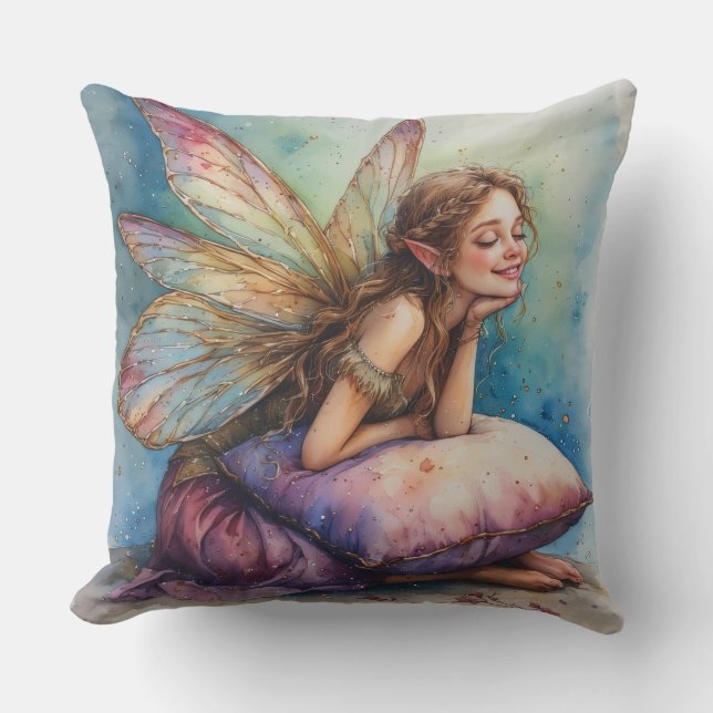 Cheerful Fairy Holding Pillow Kissen (Vorderseite)