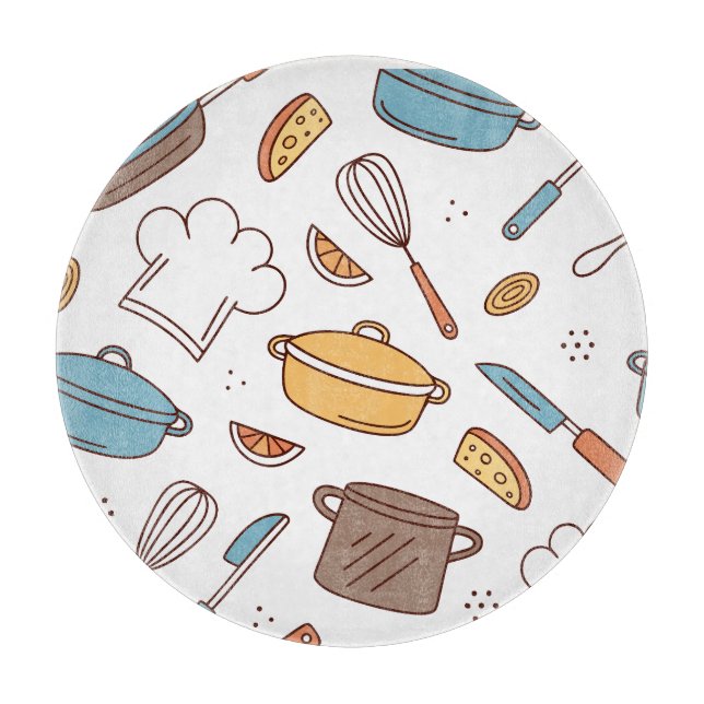 Cheerful Kitchen Doodle Schneidebrett (Vorderseite)
