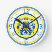 Cheerful Pottery Pattern Clock