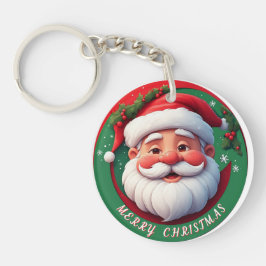 Cheerful Santa Claus Cartoon Portrait Schlüsselanhänger