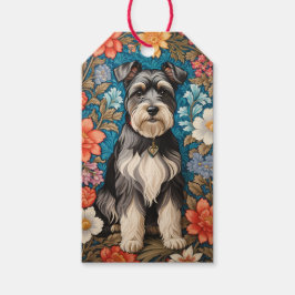 Cheerful Schnauzer William Morris Inspired Floral Geschenkanhänger