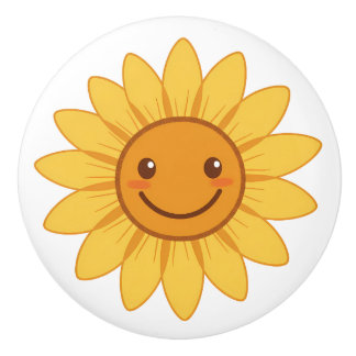 Cheerful Smiling Sunflower "My Sunshine"  Keramikknauf