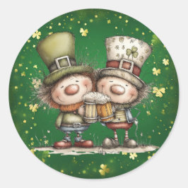 Cheerful St. Patrick’s Day Party Illustration Runder Aufkleber