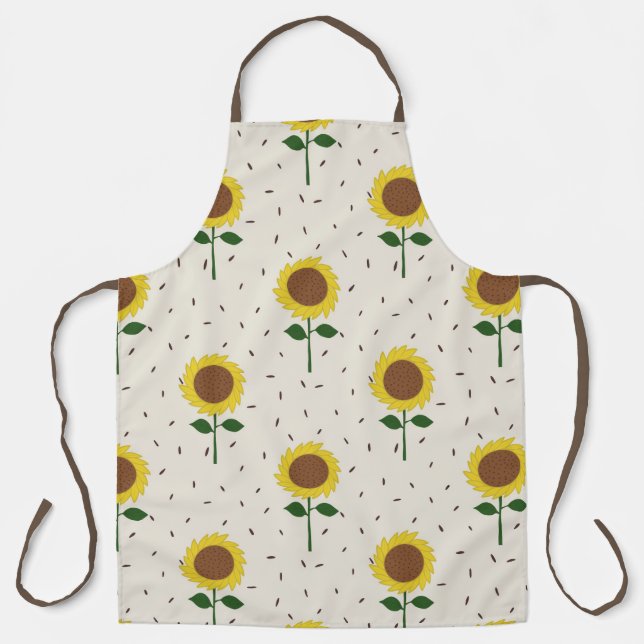 Cheerful Sunflower Pattern Apron | Original Hand-D Schürze (Vorderseite)