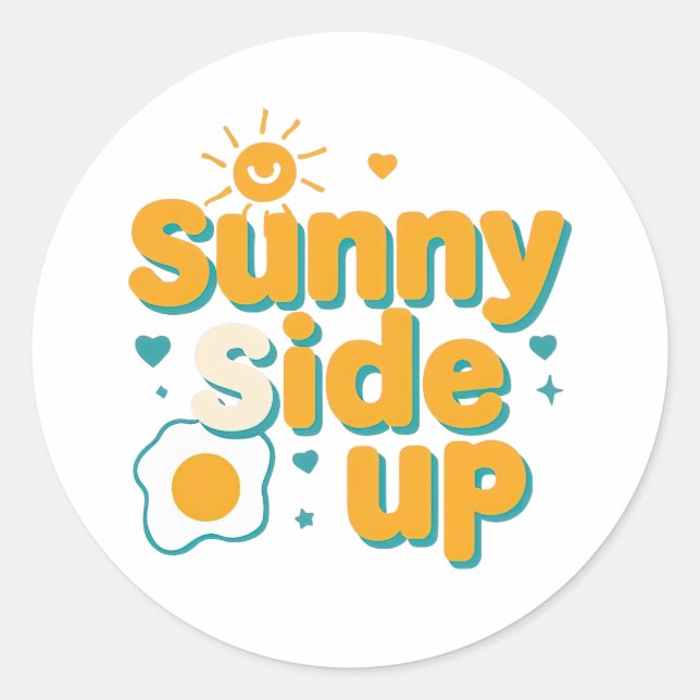 Cheerful "Sunny Side Up" with Egg and Sun Runder Aufkleber (Vorderseite)