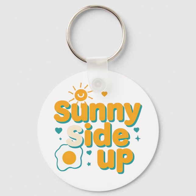 Cheerful "Sunny Side Up" with Egg and Sun Schlüsselanhänger (Vorderseite)