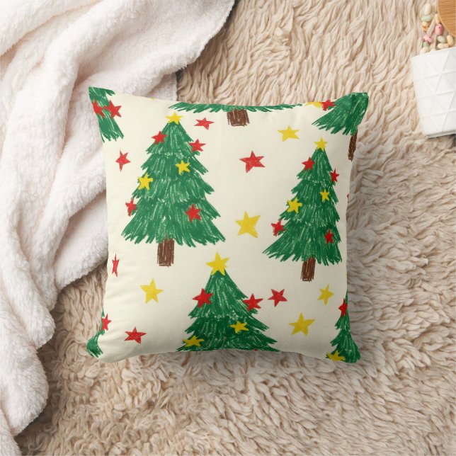 Cheerful Textured Christmas Star Repeating Design Kissen (Decke)
