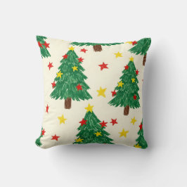 Cheerful Textured Christmas Star Repeating Design Kissen