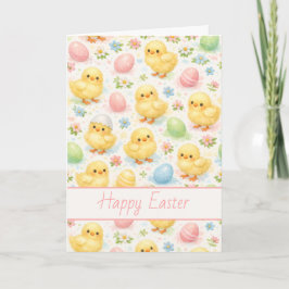 Cheerful Watercolor Chick & Egg Easter Card Feiertagskarte