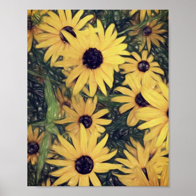 cheerful yellow flower art home wall decor poster (Vorne)