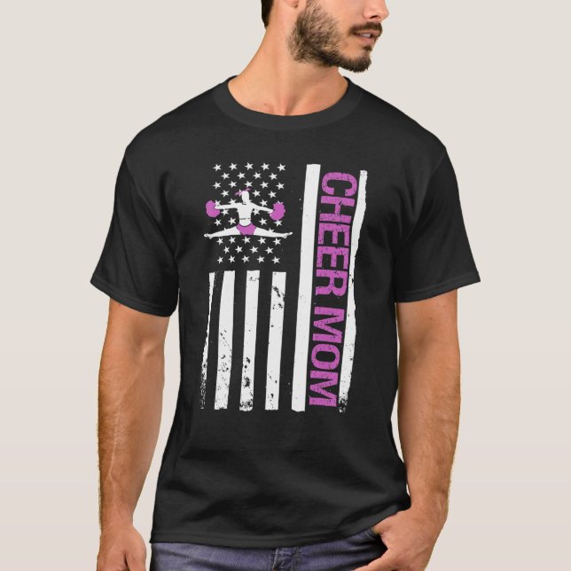 Cheerle Mama USA Flag Cheerleader Cheerle T-Shirt (Vorderseite)