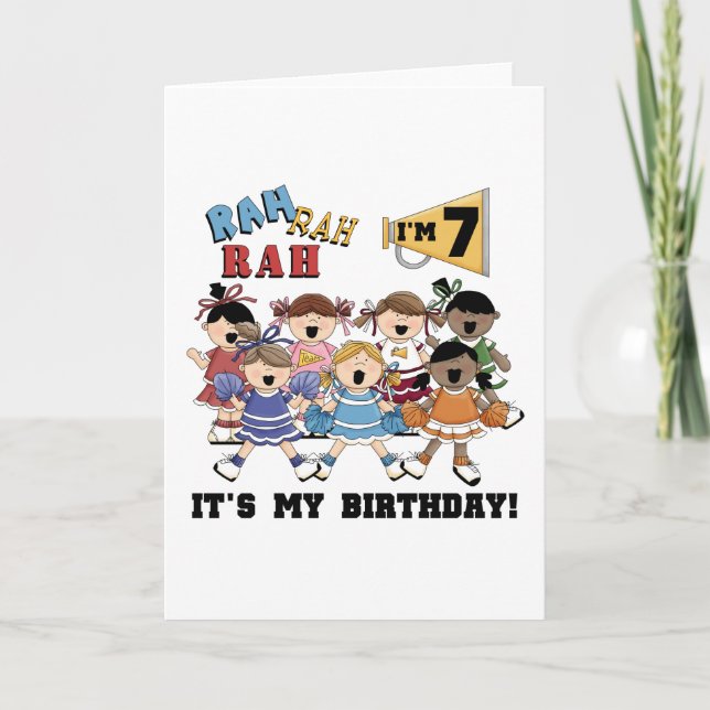 Cheerleader 7th Birthday Tshirts und Geschenke Karte (Vorderseite)