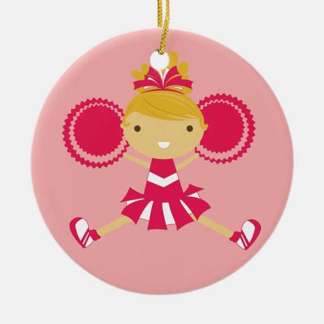 Cheerleader-Andenken-Verzierung KRW rosa Keramikornament (Vorne)