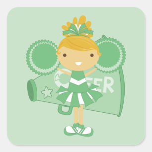 Cheerleader-Aufkleber-Bevorzugung KRW grüne Quadratischer Aufkleber