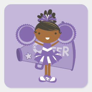 Cheerleader-Aufkleber-Bevorzugung KRW lila Quadratischer Aufkleber