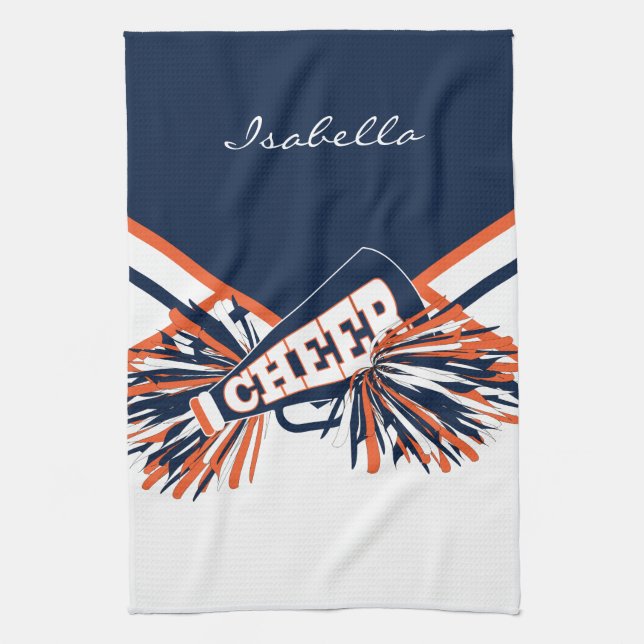 Cheerleader-Ausstattung im Marine-Blau, der Orange Geschirrtuch (Vertikal)