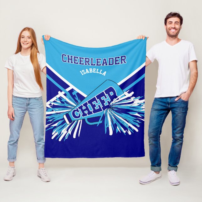 📣 Cheerleader Baby Blue, Blue & White Fleecedecke (Beispiel)