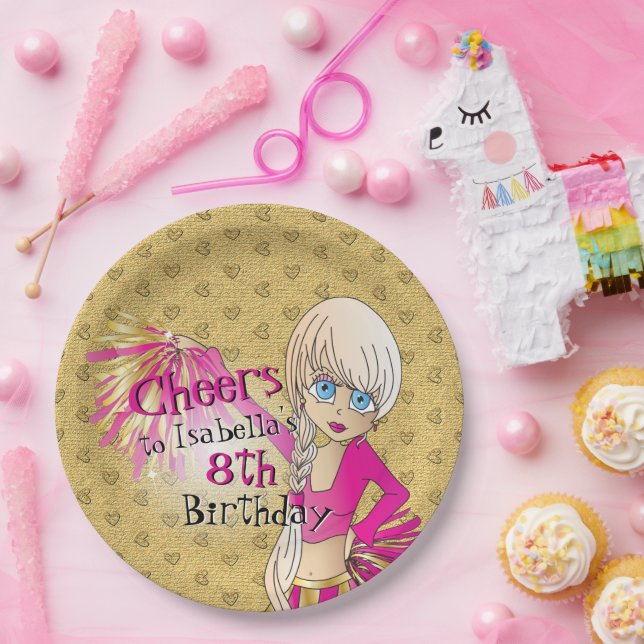 Cheerleader Birthday Girl - Pink Pappteller (Party)