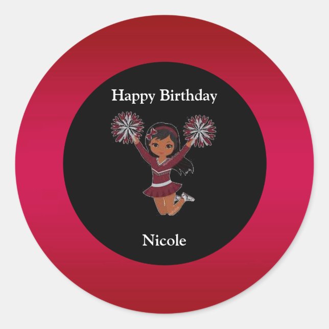 Cheerleader Birthday Stickers (Vorderseite)