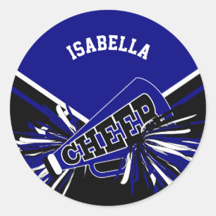📣 Cheerleader - Black, Dark Blue und White Runder Aufkleber