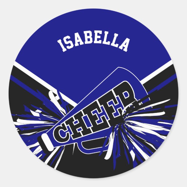 📣 Cheerleader - Black, Dark Blue und White Runder Aufkleber (Vorderseite)