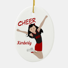 Cheerleader Black Hair Black & Red Keramik Ornament