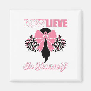 Cheerleader Breast Cancer Shirt Pink Bow Cheer Gif Magnet