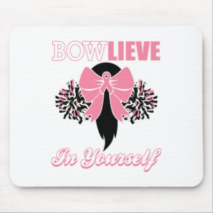 Cheerleader Breast Cancer Shirt Pink Bow Cheer Gif Mousepad