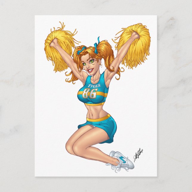 Cheerleader Cheerleading Customizable von Al Rio Postkarte (Vorderseite)