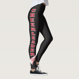 Cheerleader Dark Red Typografy Letters Leggings
