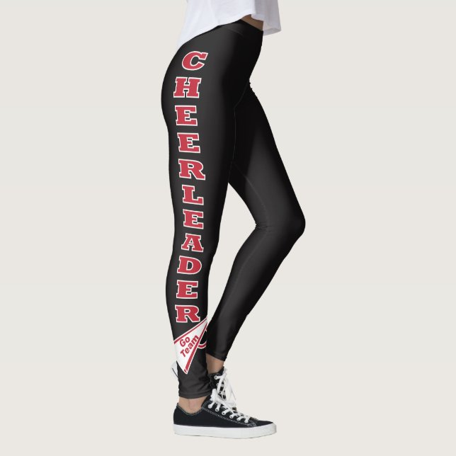 Cheerleader Dark Red Typografy Letters Leggings (Rechts)