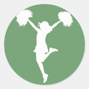 Cheerleader, die mit kundengerechtem Hintergrund Runder Aufkleber