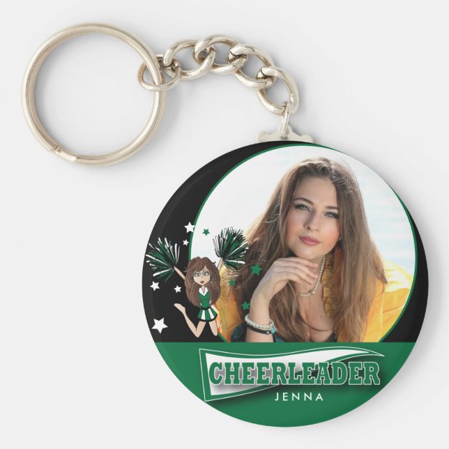 Cheerleader - DIY Foto - Dunkelgrün Schlüsselanhänger (Vorne)