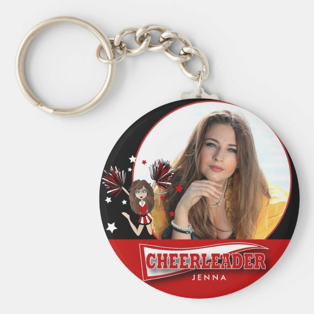 Cheerleader - DIY Foto - Rot Schlüsselanhänger (Vorne)