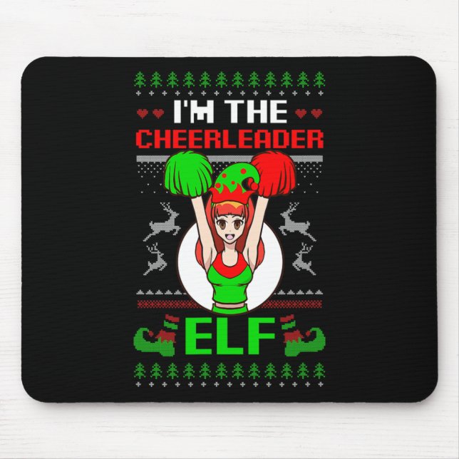 Cheerleader Elf Design Christmas Cheerleading  Mousepad (Vorne)