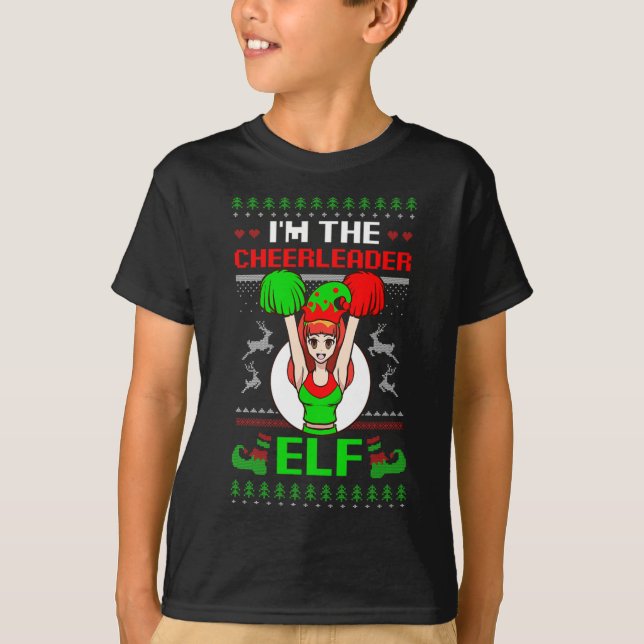 Cheerleader Elf Design Christmas Cheerleading  T-Shirt (Vorderseite)