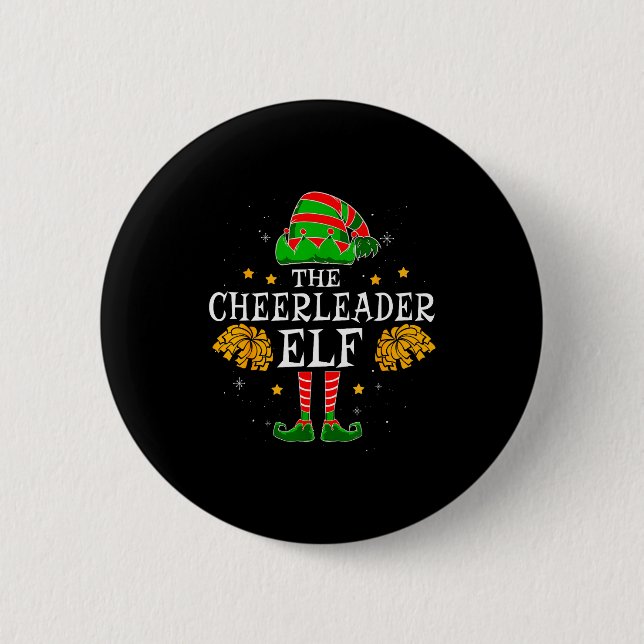 Cheerleader-Elf passendes Team Weihnachten Lustig  Button (Vorderseite)