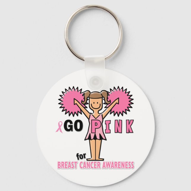 Cheerleader for Brustkrebs Awareness Schlüsselanhänger (Vorderseite)
