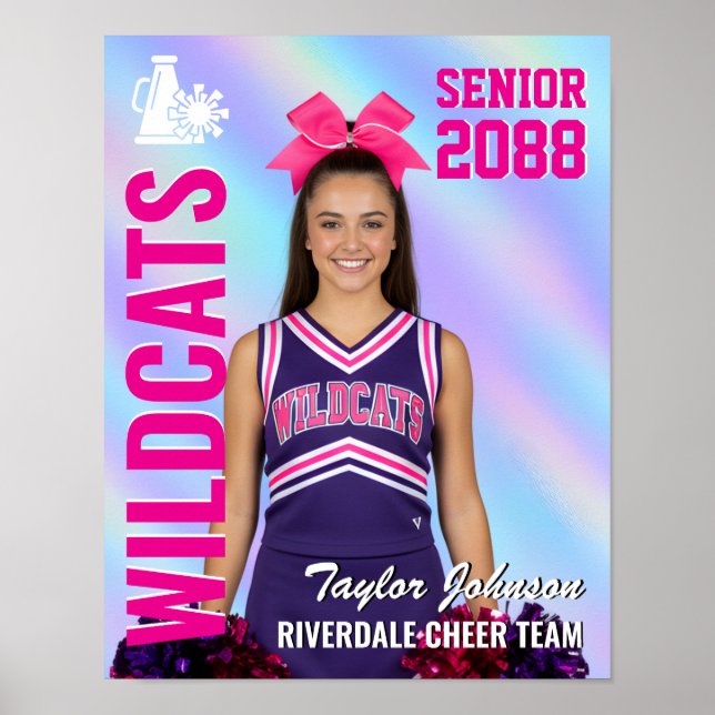 Cheerleader-Foto Senior Cheer Team Schillernde Far Poster (Vorne)