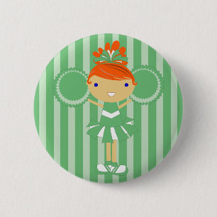 Cheerleader-Geburtstags-Party-Knopf KRW grüner Button