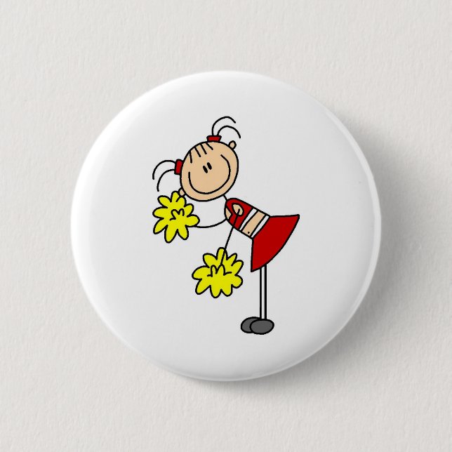 Cheerleader Girl Strichmännchen Button (Vorderseite)