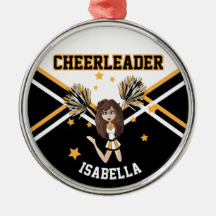 Cheerleader 📣 💖 Girl - Weiß, Schwarz und Go Ornament Aus Metall