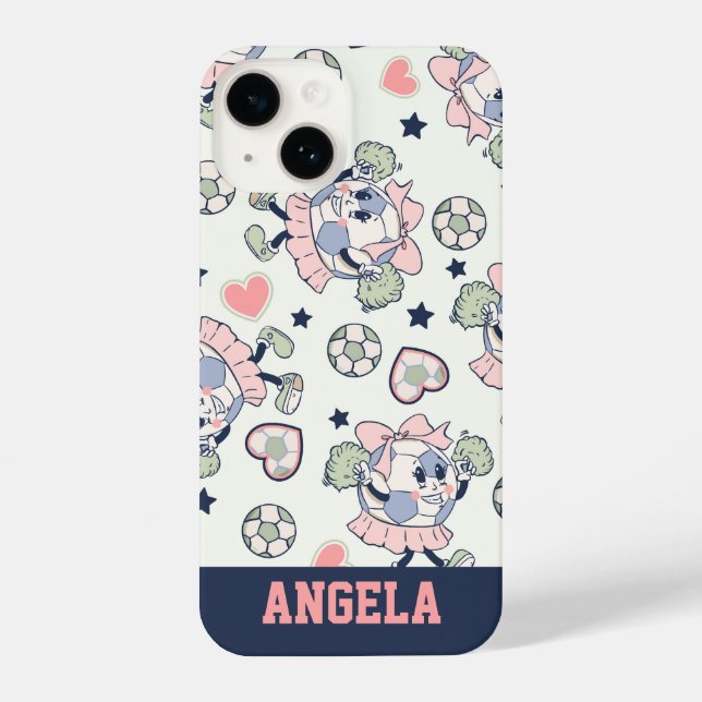 Cheerleader Girls Soccer Personalisiert iPhone 14 Hülle (Rückseite)