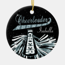 Cheerleader 📣 💖 Glam - Schwarz und Blau Aquamari Keramik Ornament