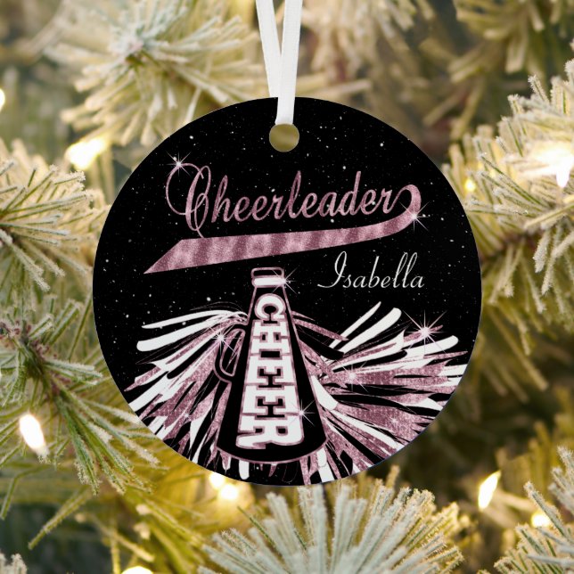 Cheerleader 📣 💖 Glam - Schwarz und Rosa 2 Ornament Aus Metall (InSitu)